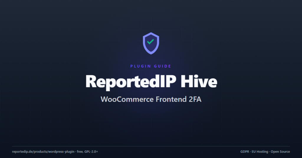 Titelbild des Leitfadens zum ReportedIP -Plugin – Zwei-Faktor-Authentifizierung im WooCommerce-Frontend