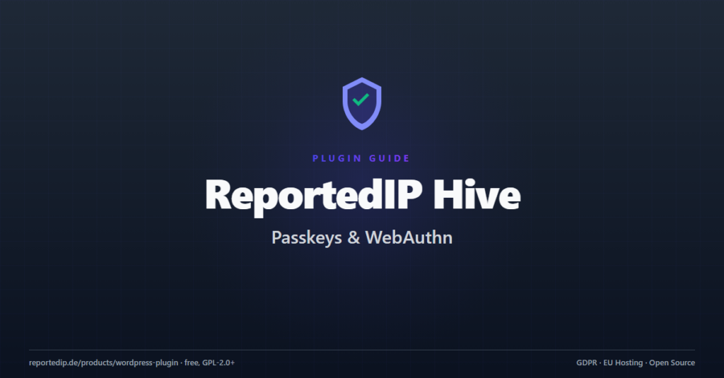 Titelbild des Leitfadens zum ReportedIP -Plugin – WordPress-Passwörter und WebAuthn-Anmeldung
